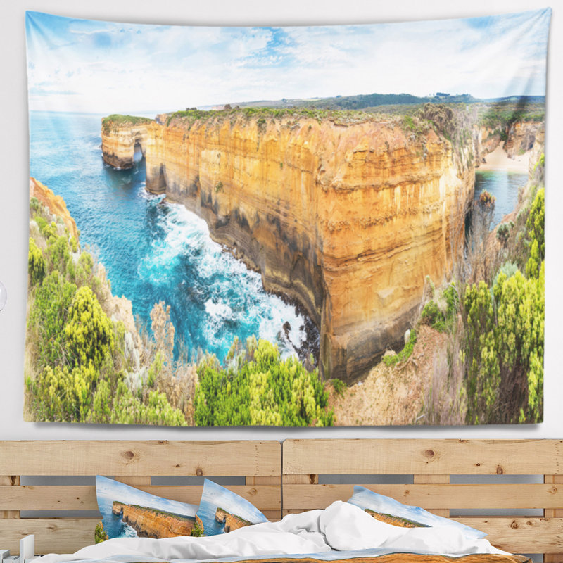 Tapisserie, paysage marin, roches et végétaux de Victoria Beach, H 68 po x l 80 po