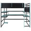 Lit mezzanine en bois avec bureau intégré et système de rangement multiple-396555549