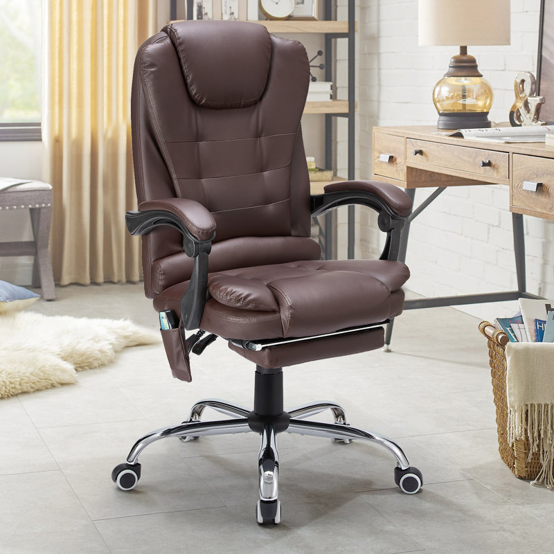 Blue Elephant Executive Chair with Headrest, Brown Faux Leather
