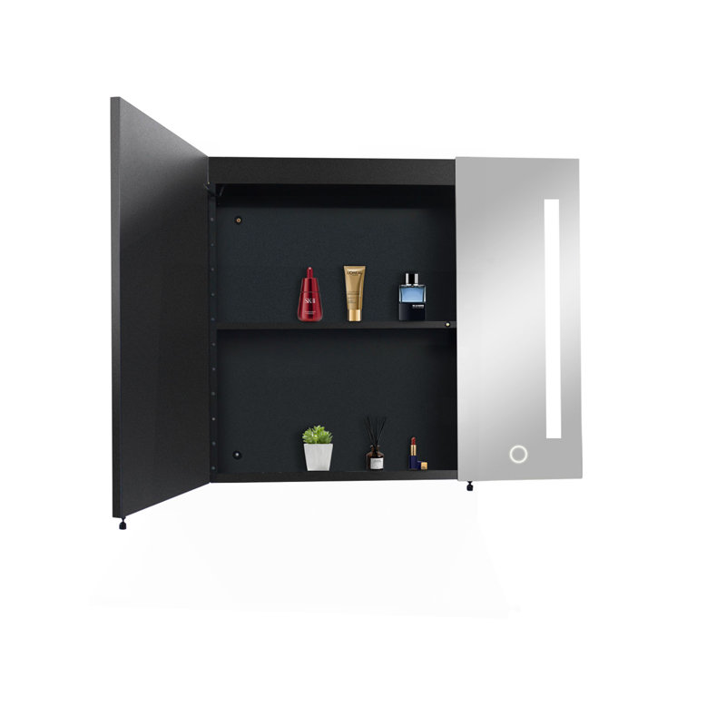 30X26 Inch Black LED Mirror Medicine Cabinet Surface, Defogger, Anti-Fog,Dimmable Lights Brightness Memory
