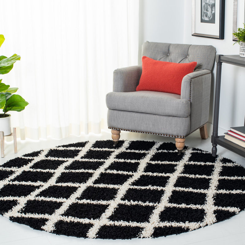 Alberthe Sgd-Dallas Shag Performance Geometric Rug, Round 6'