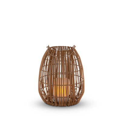 10.87 Inch Stylish Solar Dual Weaving Rattan Look Lantern