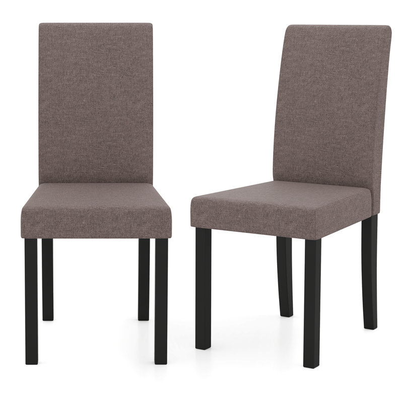  Ensemble de 2 chaises de salle à manger rembourrées en bois d'hévéa, 2, Brun