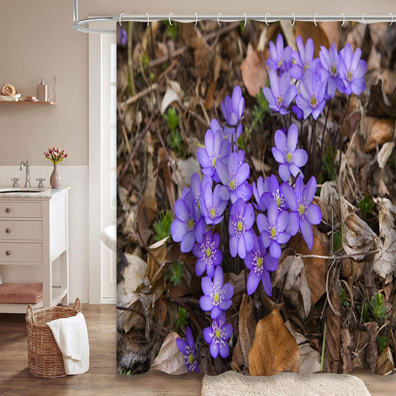 Magnifique rideau de douche Anemone Blue Flower Americana avec 12 crochets, L 72 po x l 84 po