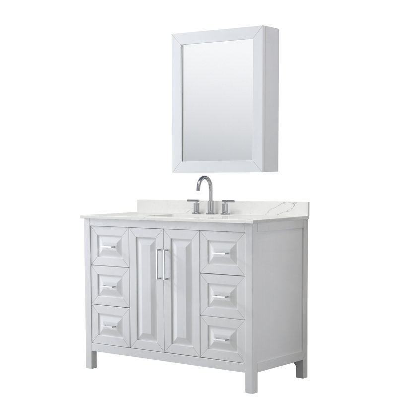 Daria 48'' W Vanity, White, Polished Chrome, Giotto Quartz