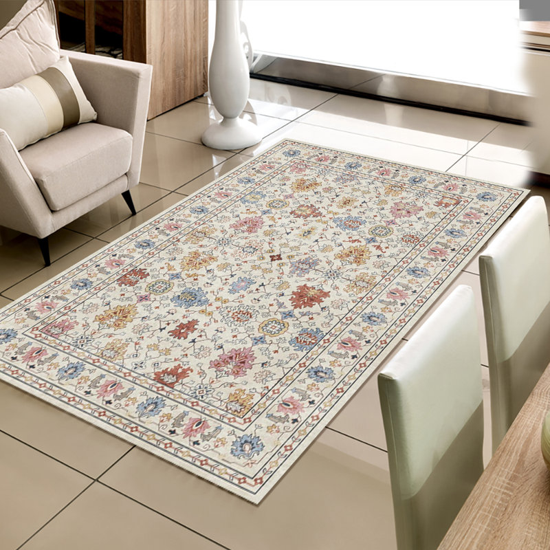 Vintage Floral Area Rug, Persian-Inspired Soft Fluffy Carpet for Living Room, Bedroom, Dining Room, Washable Durable Boho Home Decor