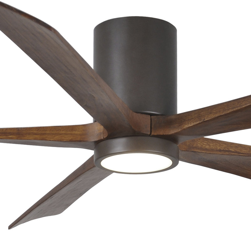 Irene Flushmount Light Kit 5 Blade LED Ceiling Fan, Walnut Tone, 60", Textured Bronze
