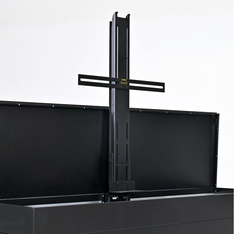 Outdoor Large Shiplap TV Lift Cabinet for TVs, Black, 38''H x 55''W x 20.5''D