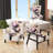 Pink Peony Flower On Abstract Paint - Upholstered Traditional Slipper Chair, Pink Accent Chair
