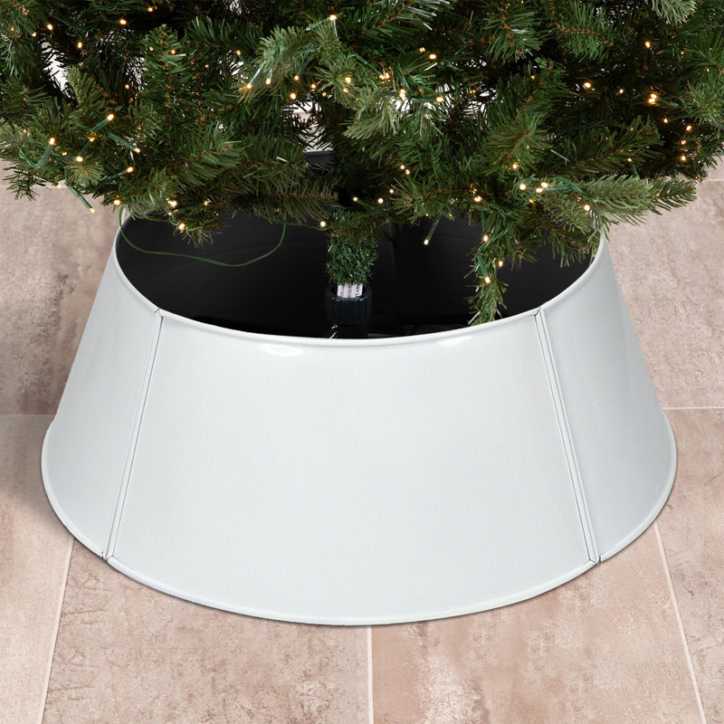 Couvre-anneau de Noël en métal galvanisé avec jupe décorative blanche