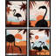 «Tropical Jungle Island Flamingo Birds», impression sur papier 4 pièces-93012570-93012573