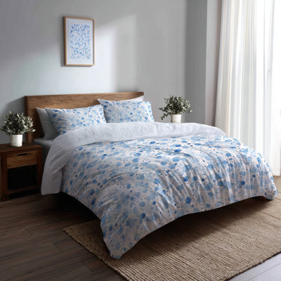 Ensemble de literie moderne 3 pièces - Ensemble de housse de couette et de coussins abstrait bleu