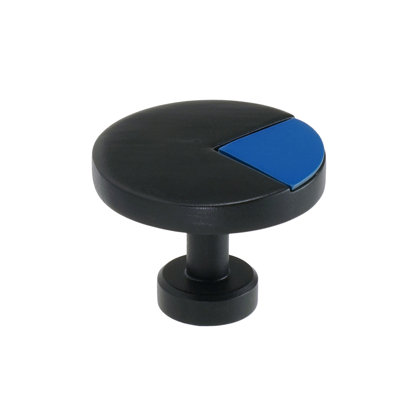 Grande poignée ronde Spectra au fini noir mat avec bleu profond
