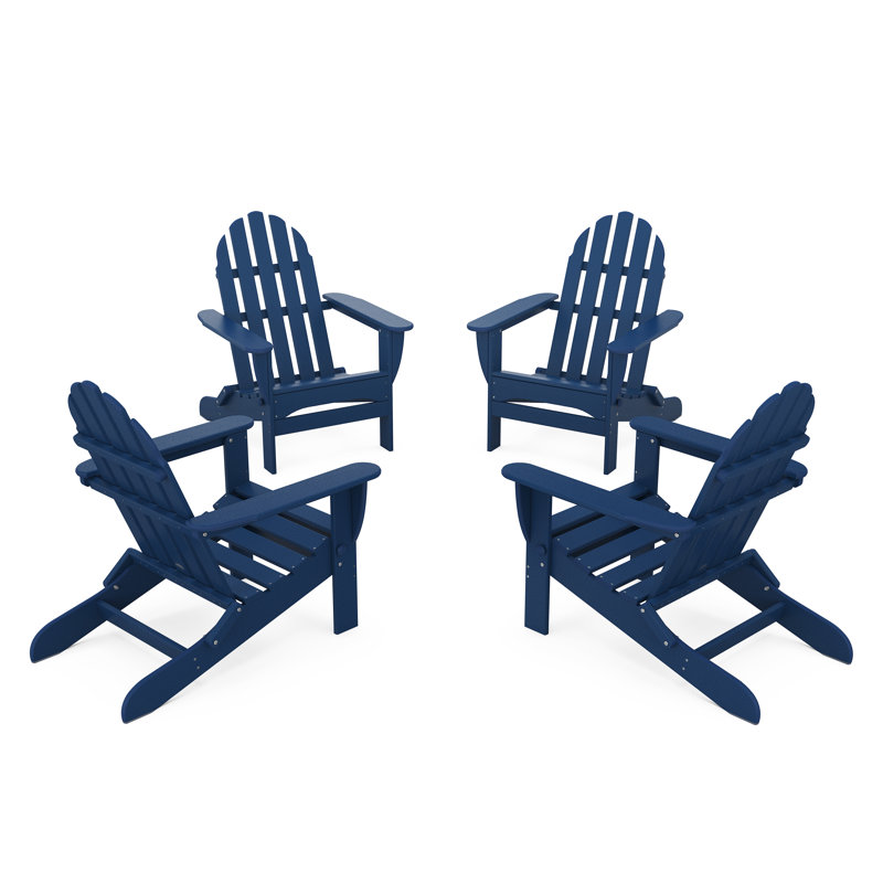 4-Piece Classic Folding Adirondack Conversation Set, Navy