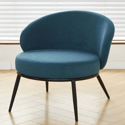 Chaise d'appoint Mid-Century moderne en velours avec pieds en métal élégants