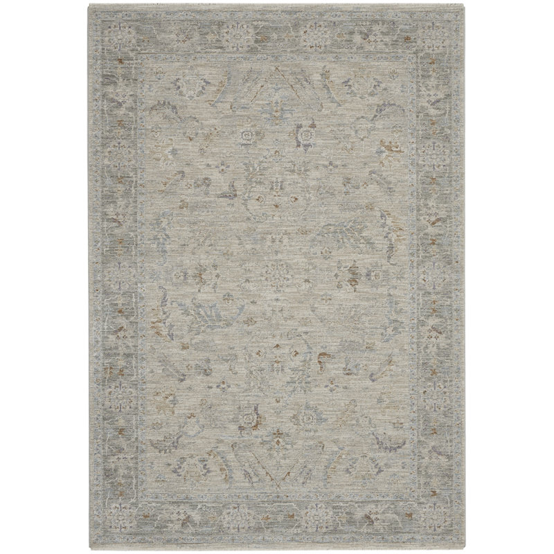 Tapis traditionnel gris Ryann, Rectangle 3 pi 11 po x 5 pi 11 po