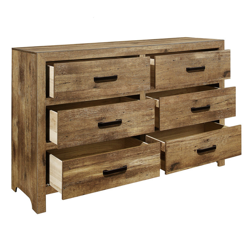 Commode de style rustique avec 6 tiroirs de rangement pour la chambre à coucher