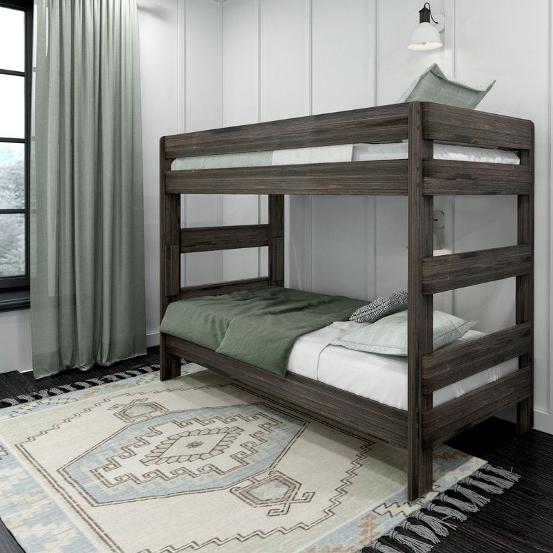Kids Twin Over Twin Bunk Bed, Barnwood Brown