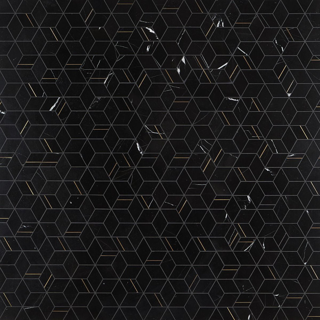 Utopia 14" x 12" Marble and Brass Geometric Mosaic Wall Tile (1.11 Sq. Ft. / Sheet) Bond Tile 