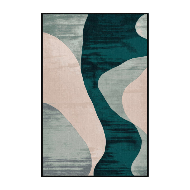 Tapis vert aquarelle lavable à la machine, Rectangulaire 7 pi x 10 pi