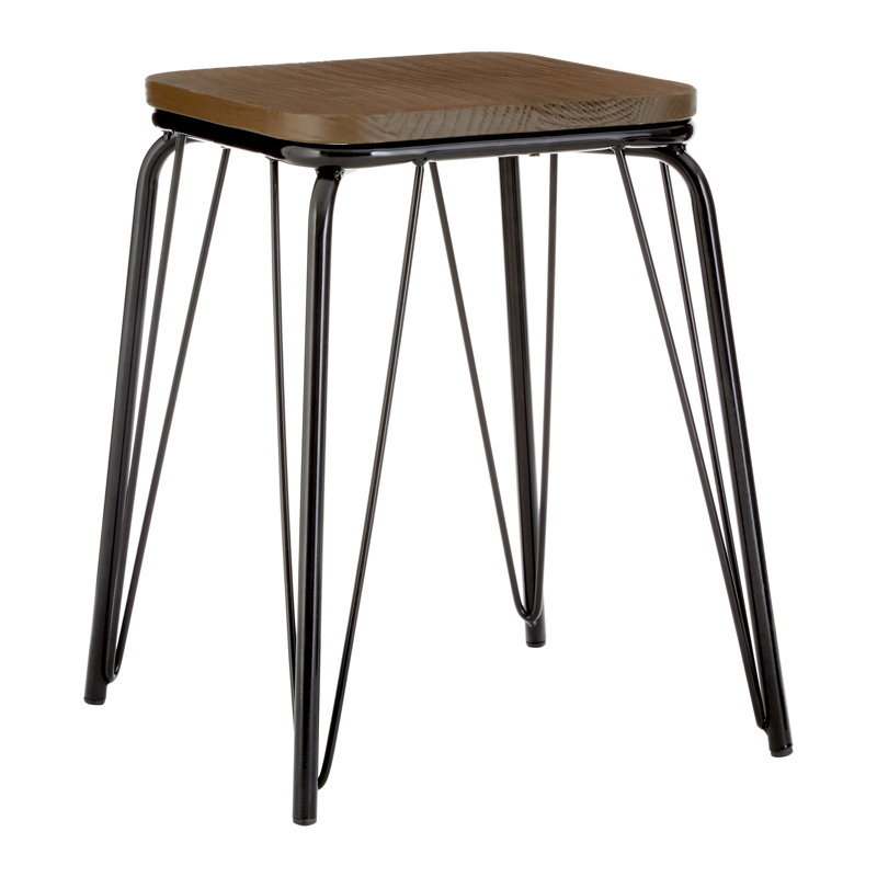 Arneson Metal Accent Stool, Black/Light Brown