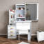 Coiffeuse de maquillage blanche avec miroir et tablettes de rangement, bureau à 3 tiroirs avec tabouret, coiffeuse moderne pour chambre à coucher et salon