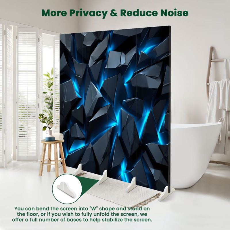 Paravent 4 panneaux à cloison pliable Royal Abstract, 71" H x 64" W x 1" D, 4