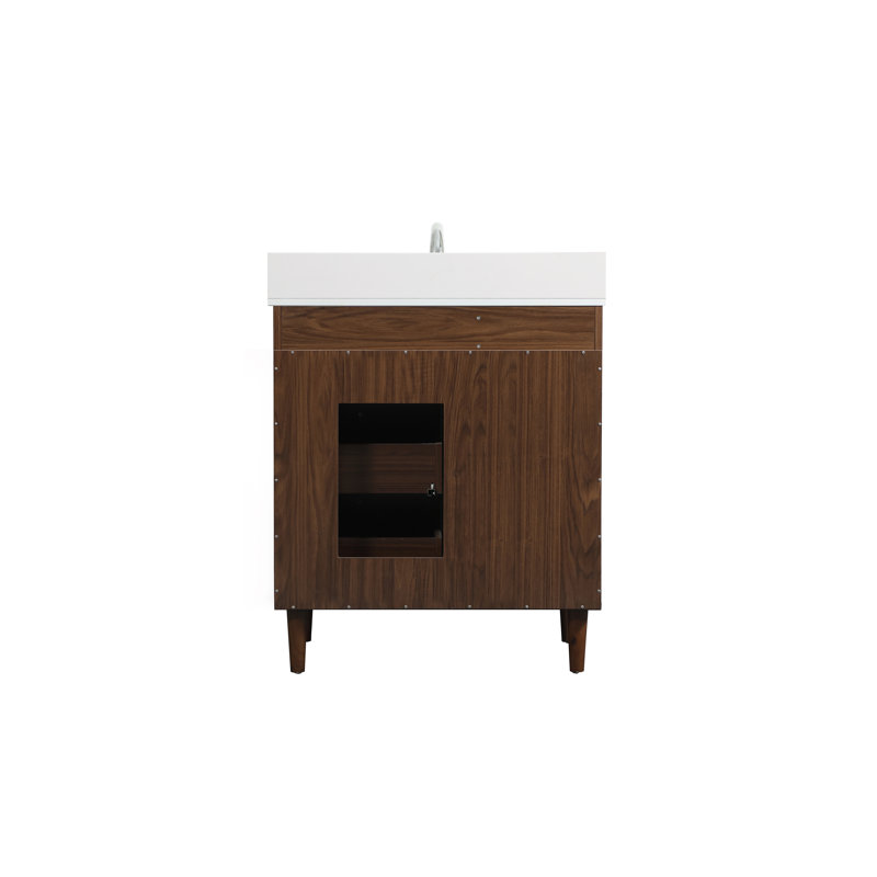 Baldwin 30'' Single Bathroom Vanity with Engineered Marble Top, Walnut