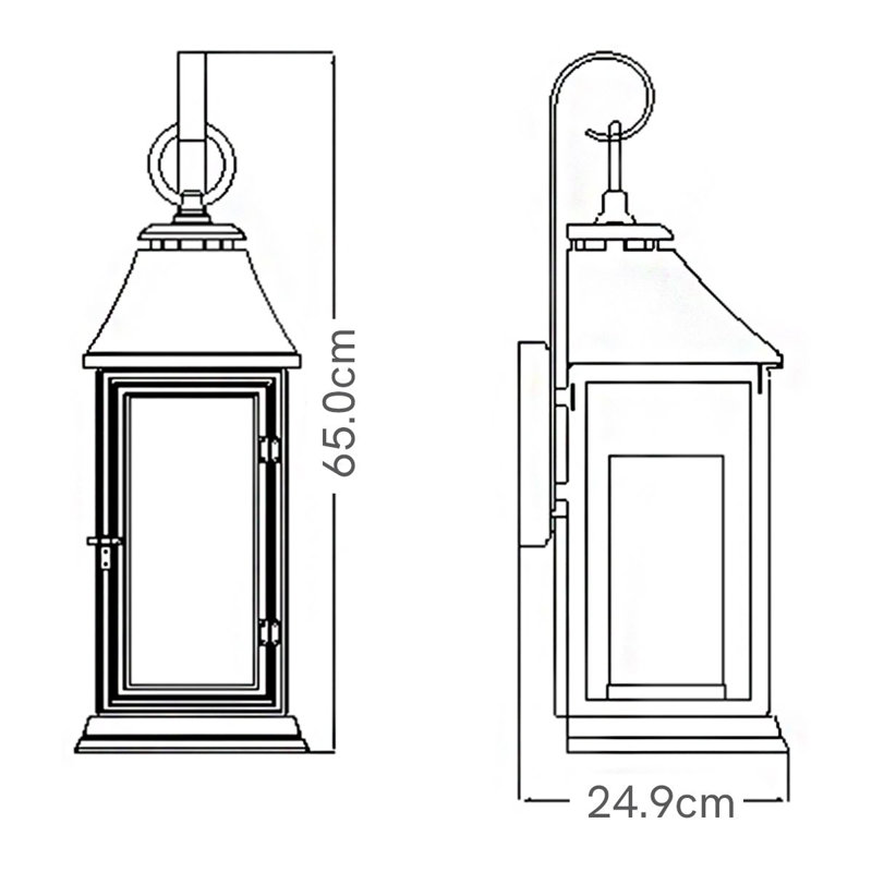 Tillinger Dark Weathered Zinc Outdoor Wall Lantern, 65.1cm H x 24.4cm W x 21.6cm D