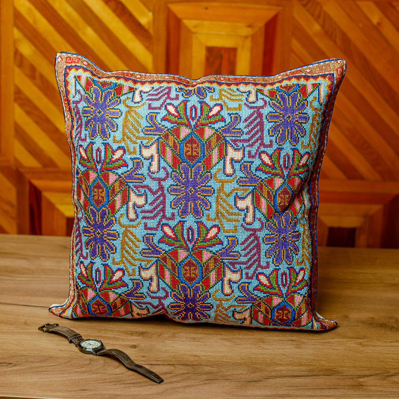 Yulduzoy Mamadiyorova Square Pillow Cover, Orange/Blue/Purple/Olive