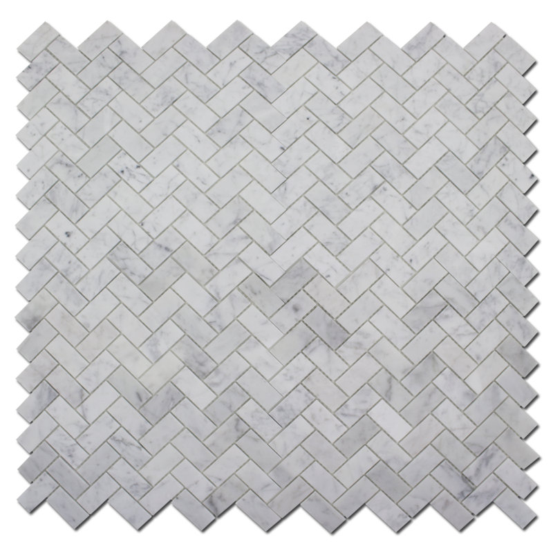 1x2 CARRARA HERRINGBONE HONED