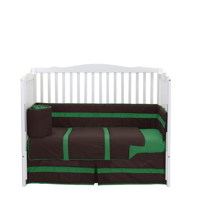 Édredon uni à rayures pour lit de bébé, Brun / Vert