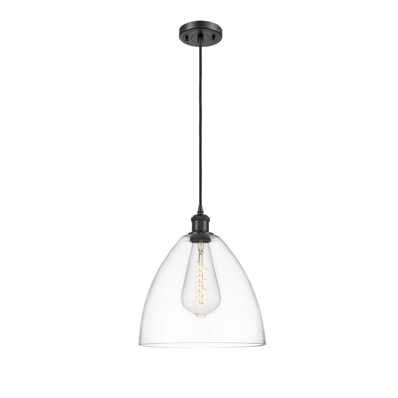Haruka 1 - Light Single Pendant, 14.75" H x 12" W x 12" D, Clear, Matte Black