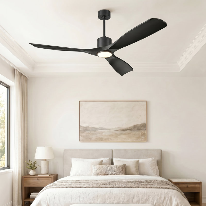 Ventilateur de plafond intelligent de 60 pouces avec éclairage à intensité variable 3 couleurs, moteur CC réversible à 6 vitesses, télécommande et ensemble d'éclairage