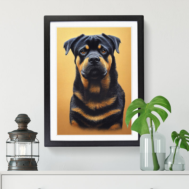 Rottweiler Vol.3 - Single Picture Frame Painting, 34cm H x 25cm W x 2cm D, Walnut