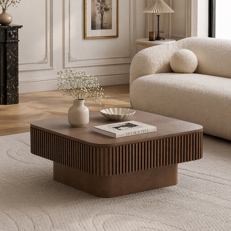 Square Coffee Table With Storage, Walnut
