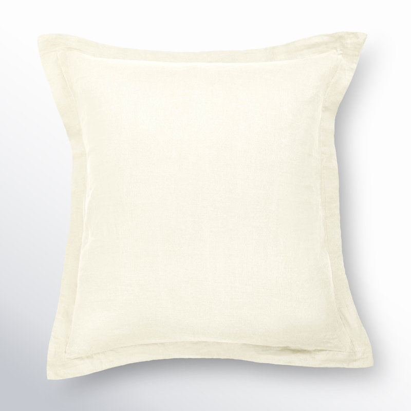 Cream French Linen Flanged Euro Sham 27.5" x 27.5"