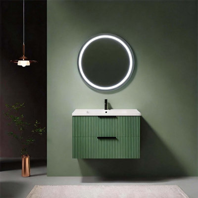 Meuble-lavabo flottant mural 30 po avec évier en céramique, design moderne pour le rangement et le style de la salle de bain