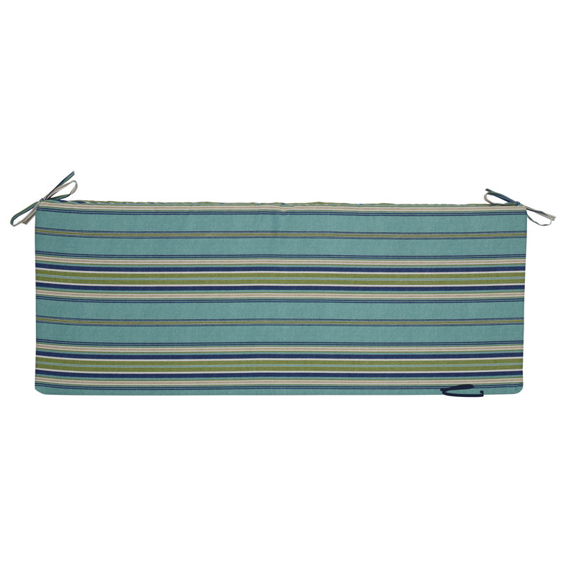 Outdoor Bench Cushion, Tan/Green/Blue/Terrace Breeze Striped