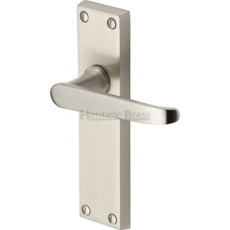 Heritage Brass Heritage Door Handle Lever Latch Victoria Short Design, Satin Nickel