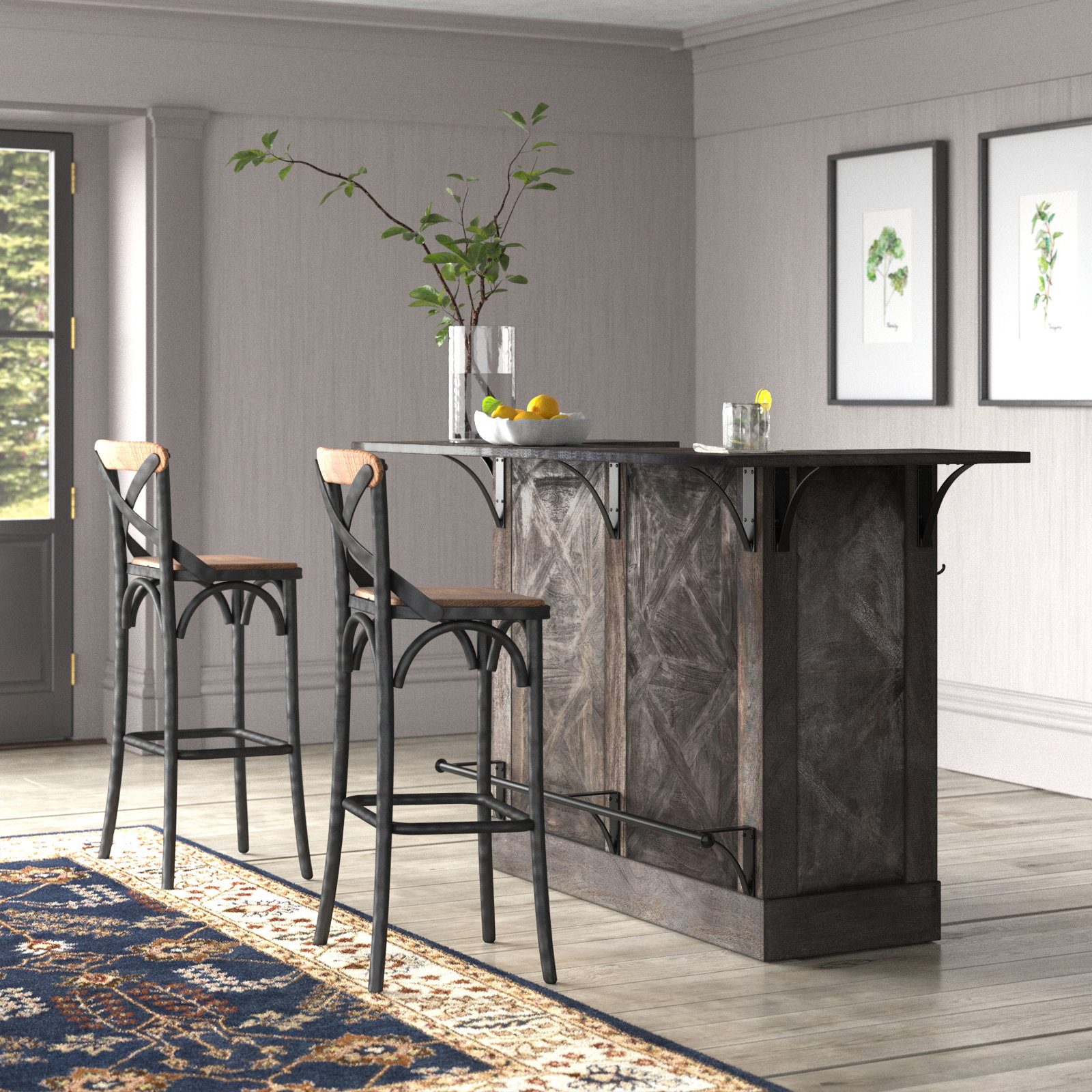 Catherine 67.75'' Solid Wood Bar Cabinet