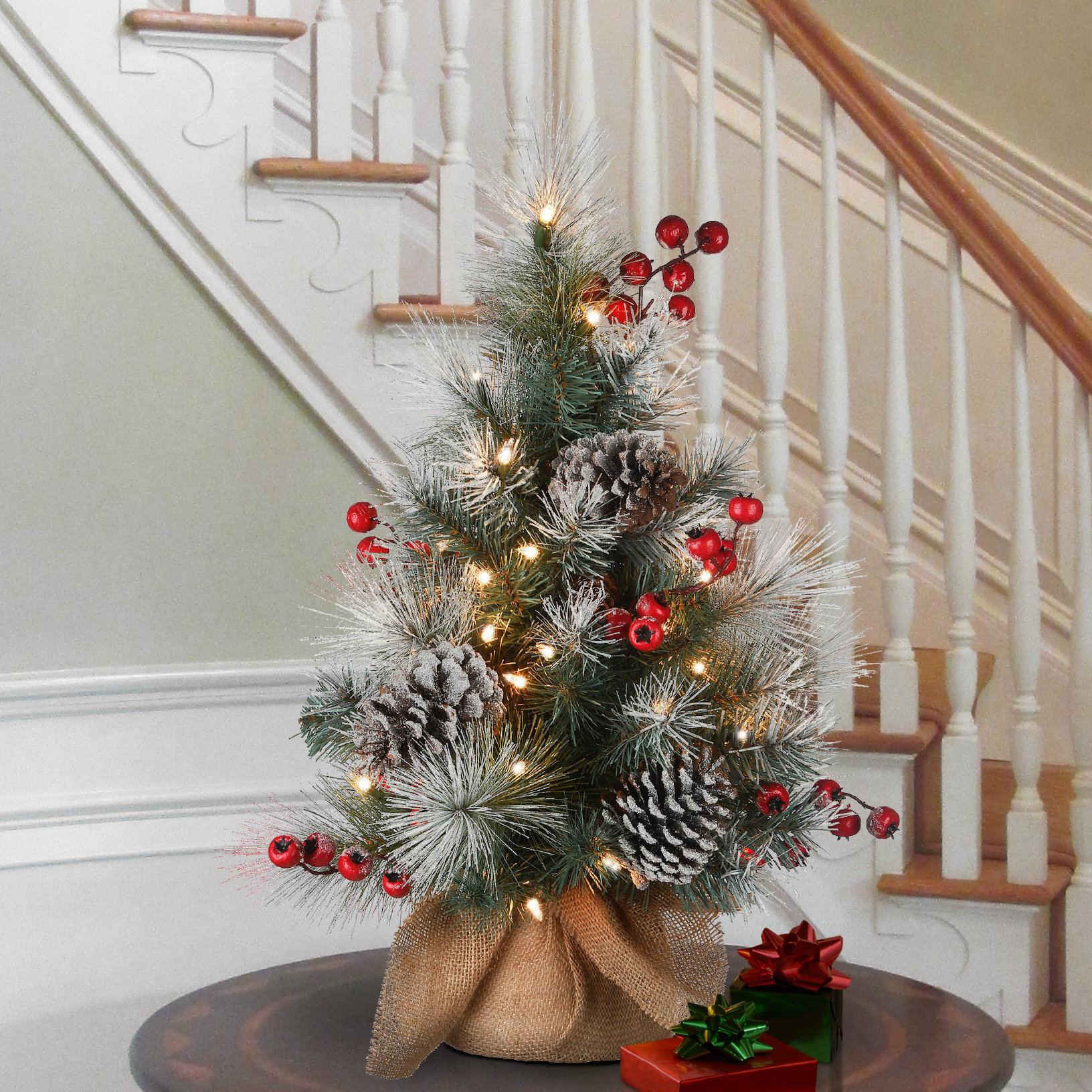 The Holiday Aisle® Snowy Glacier Pine Tree with Battery Operated LED Lights & Reviews | Wayfair