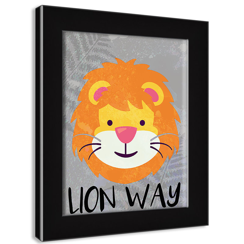 Impression sur papier Lion Way, H 10 po x l 8 po x P 0,6 po, Encadré plat argent