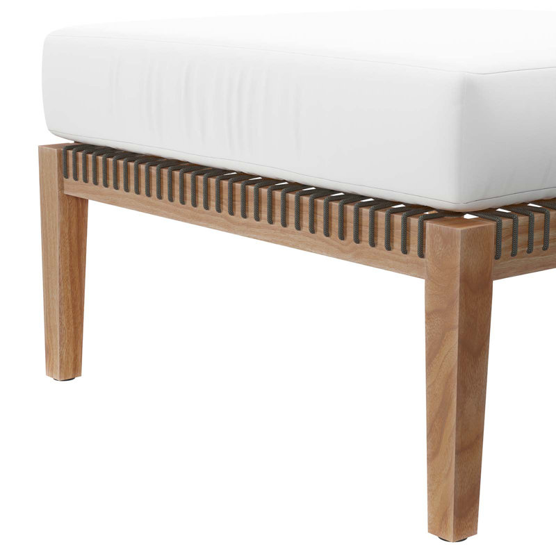 Canapé modulaire d'extérieur en bois de teck 6 pièces Clearwater par Modway, Blanc