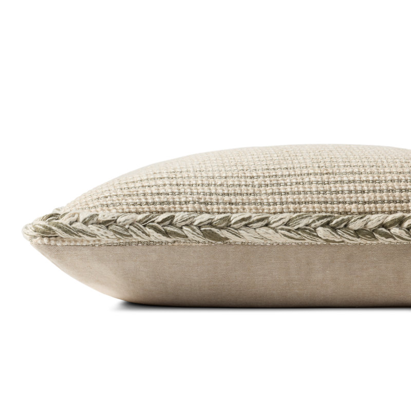 Amber Lewis Natural Olive Striped Lumbar Throw Pillow