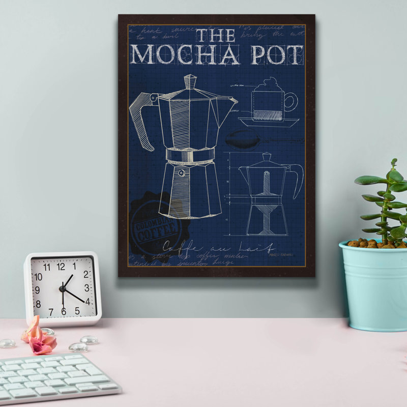 Art mural sur toile Williston Forge «Coffee Blueprint 2 Indigo» par Marco Fabiano, H 16 po x l 12 po x P 0,75 po