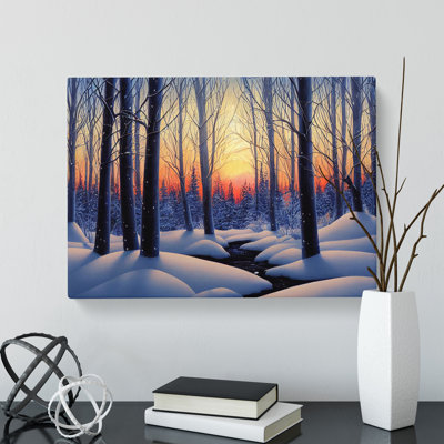 A Winter Forest Sunset - Wrapped Canvas Print