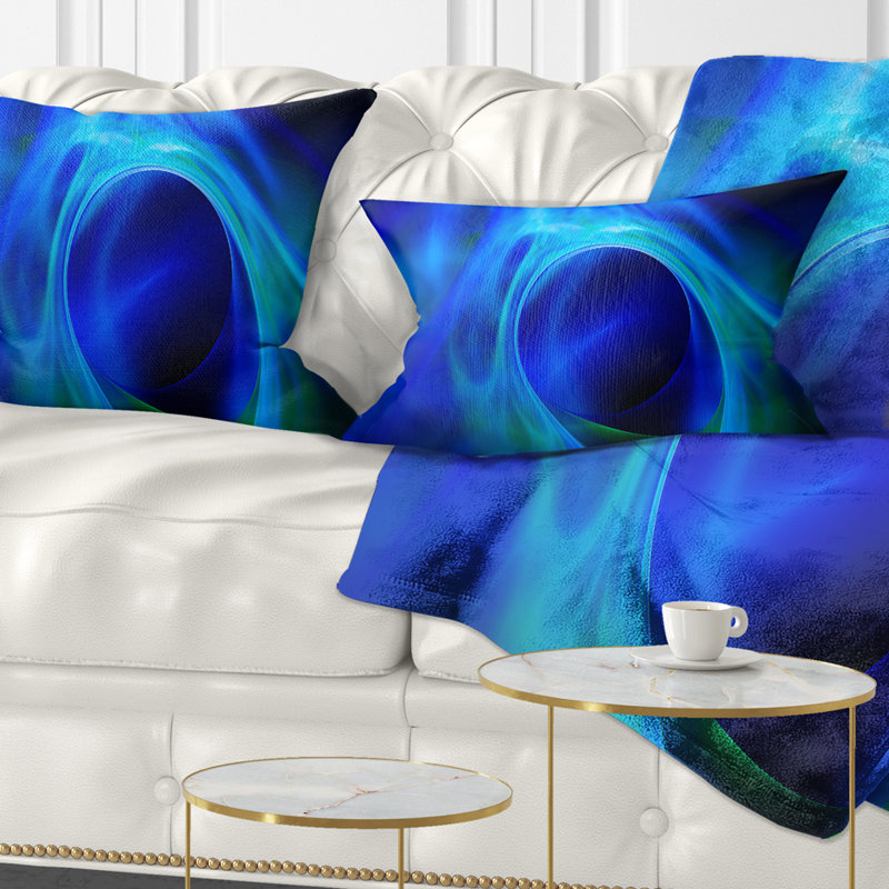 Texture psychédélique cerclée bleue - coussin imprimé abstrait