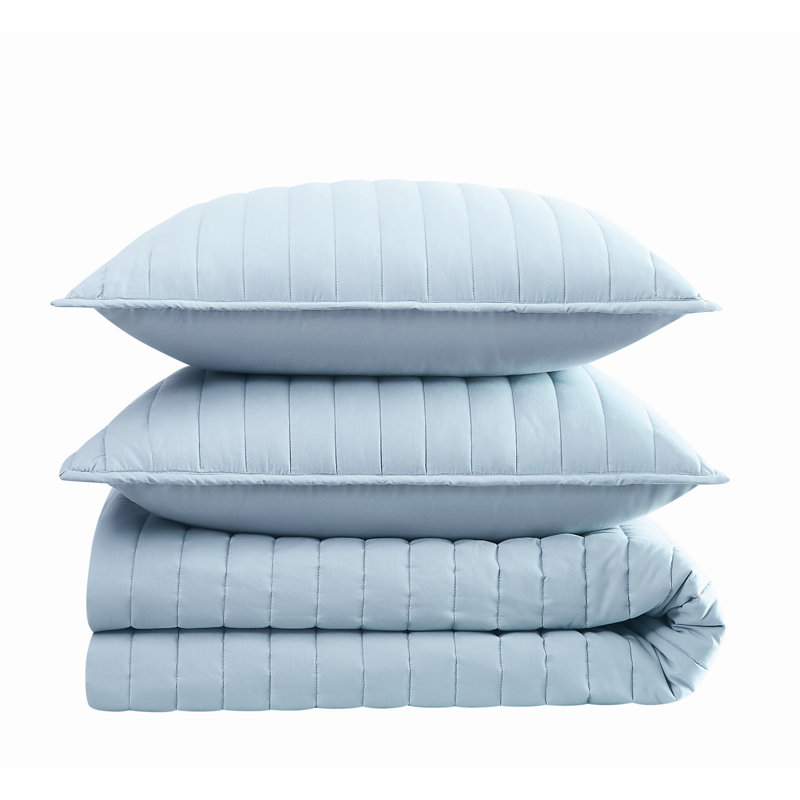 Cotton Standard Quilt, Full / Queen Quilt + 2 Standard Shams, Sky Blue