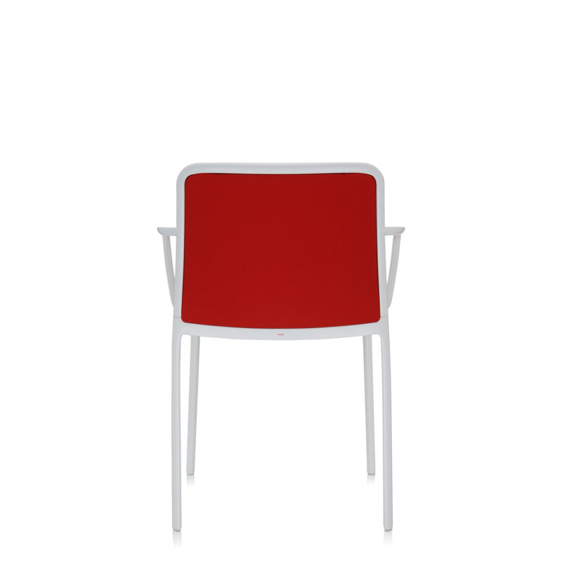 Audrey Armchair, Red Trevira, Polished Aluminium